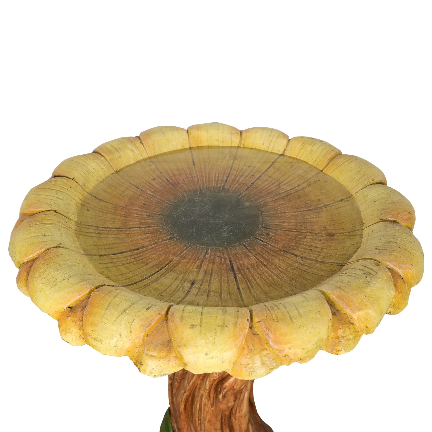 24.4"H Concrete Outdoor Bird Bath with Sunflower Bowl and Woodtone Pedestal - Garden Decor