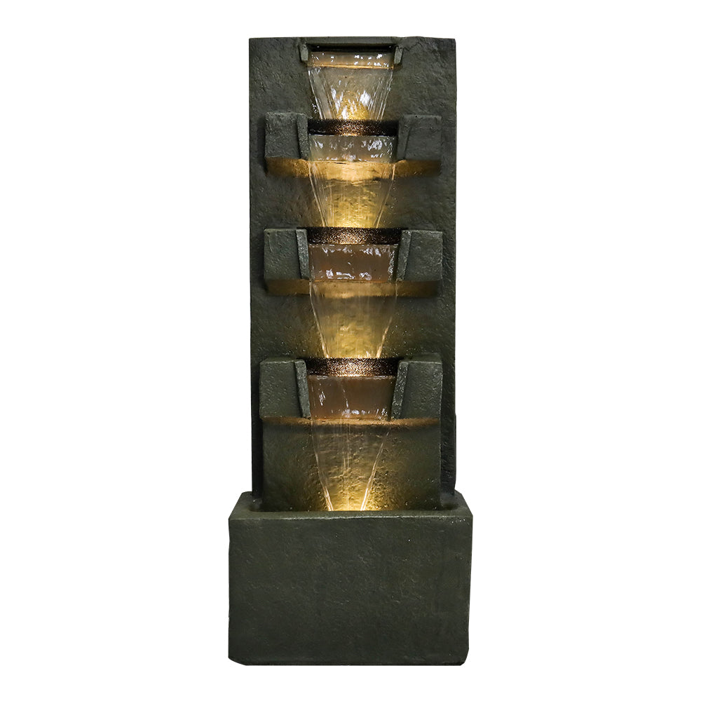 39.3”H-Concrete Modern Water Fountain 5-Tiers