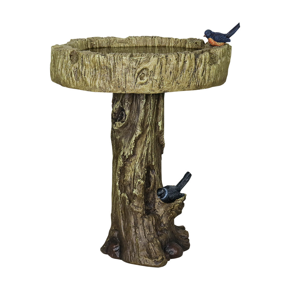 Outdoor Simulated Dendritic Birdbath for Garden, Yard, and Bird Play - Lifelike Tree Trunk Design
