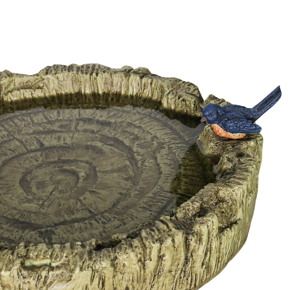 Outdoor Simulated Dendritic Birdbath for Garden, Yard, and Bird Play - Lifelike Tree Trunk Design