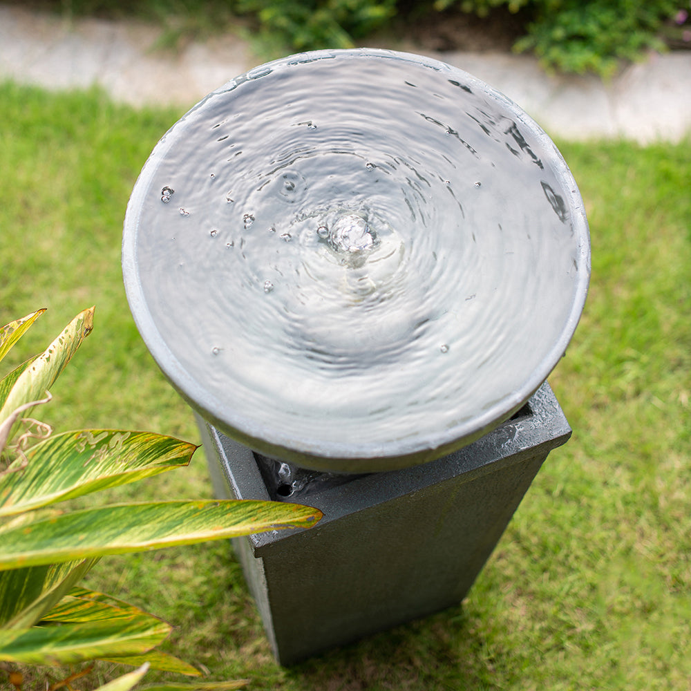 Resin Zen Bowl Pedestal Outdoor Fountain 44 Inch material texture detail