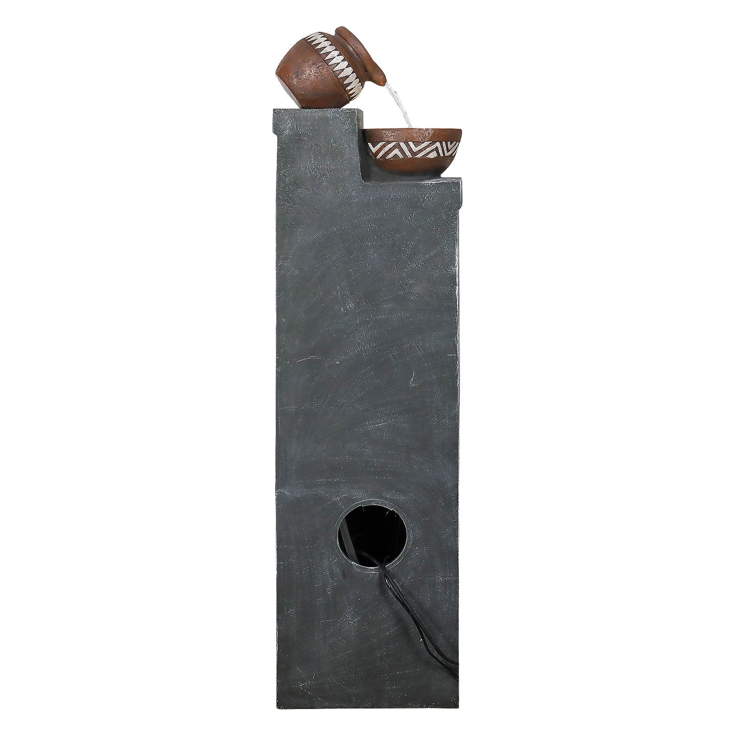 Back view of the durable 46lbs polyresin indoor and outdoor water feature
