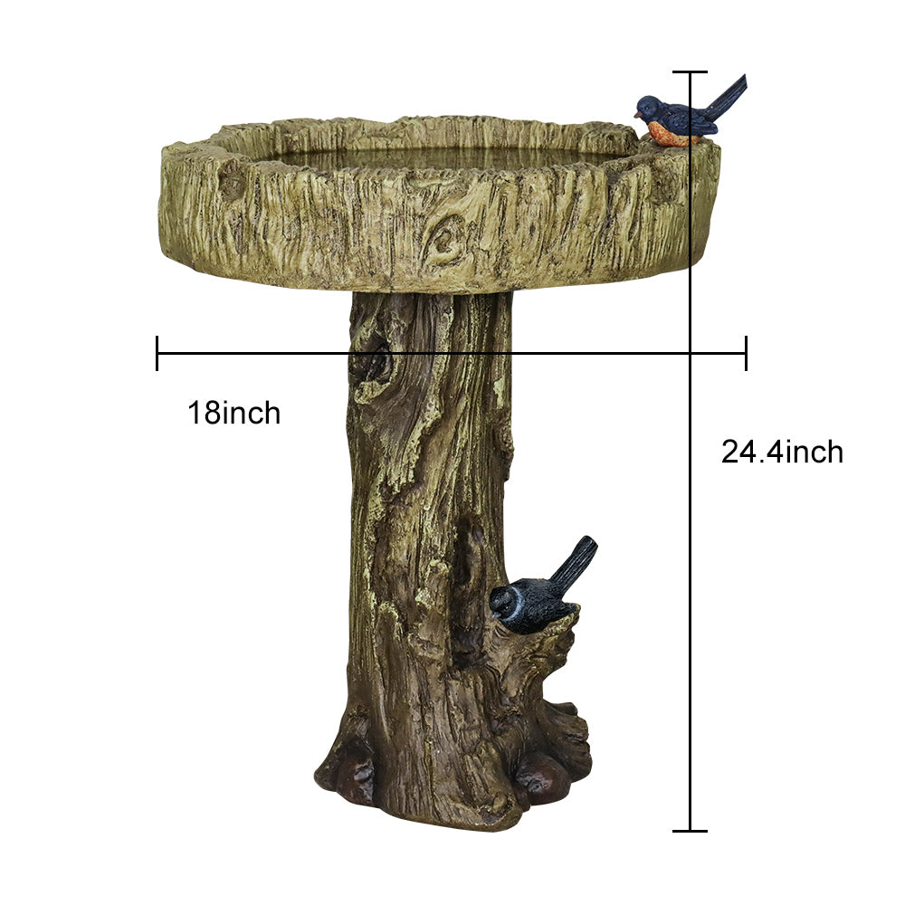 Dimensions Diagram 24.4 H x 18 D Inch Fiber Concrete Bird Bath
