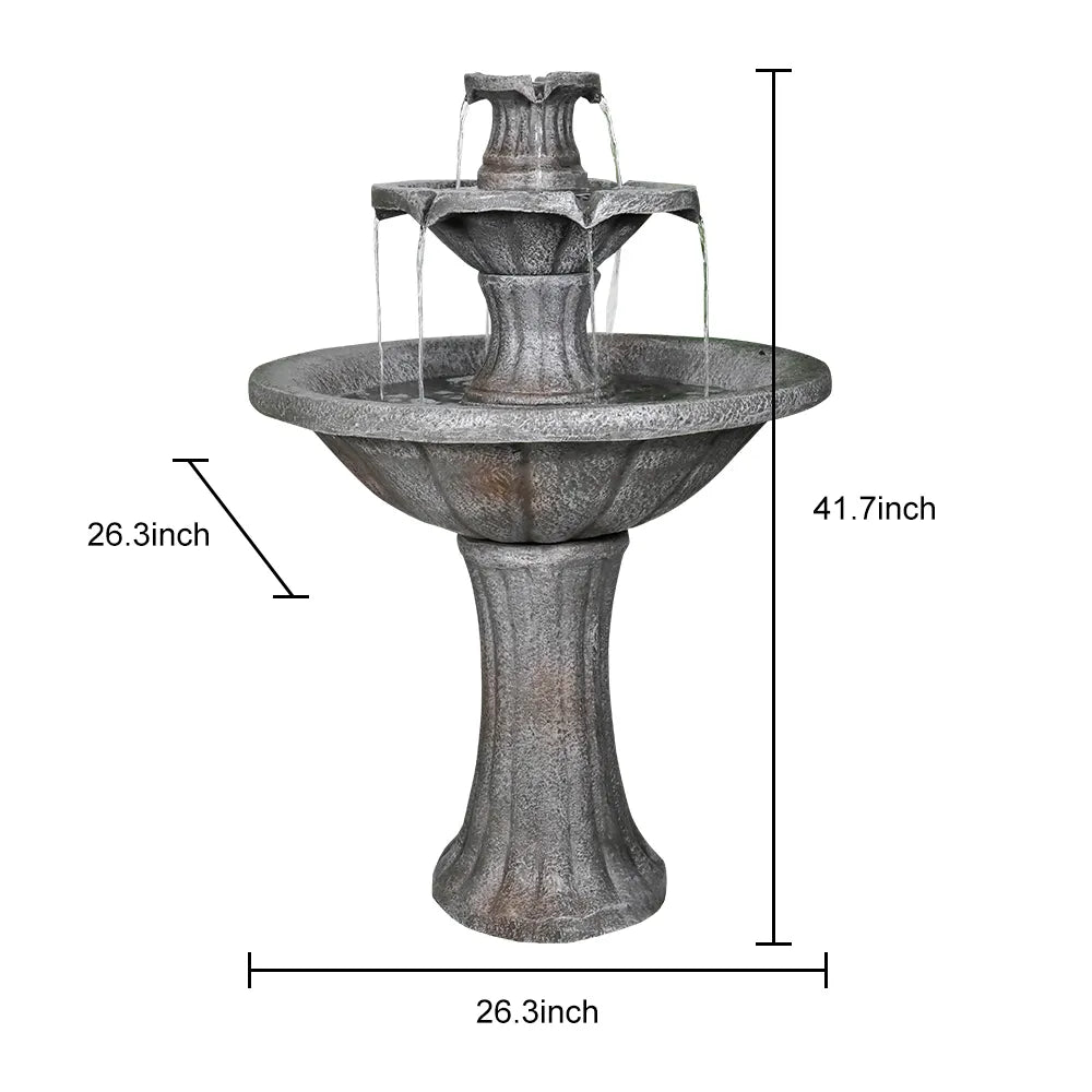 Dimensions and size chart for the 41.7"H marble finish fountain