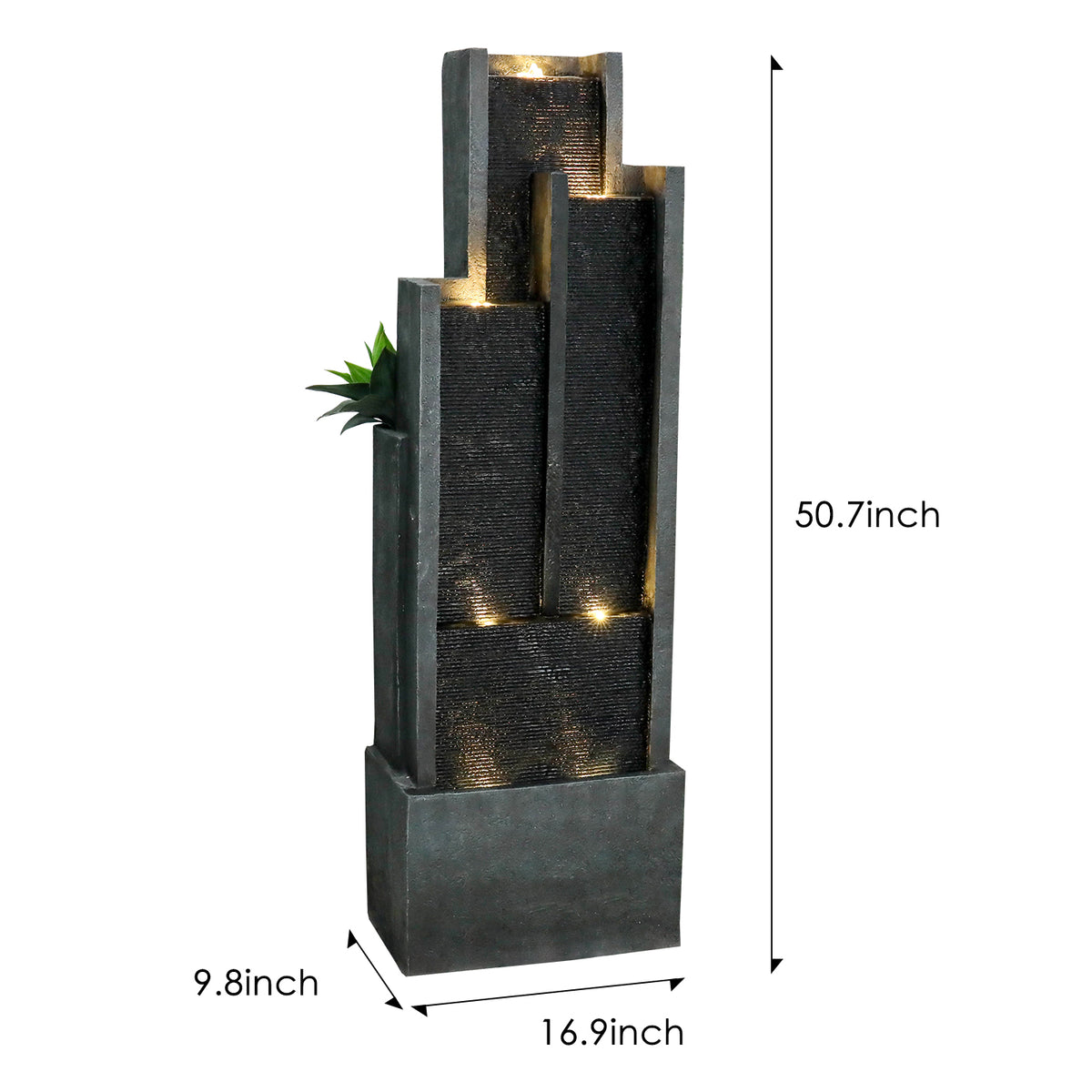 Resin Ribbed Slate Outdoor Water Fountain Quiet 50 in product view