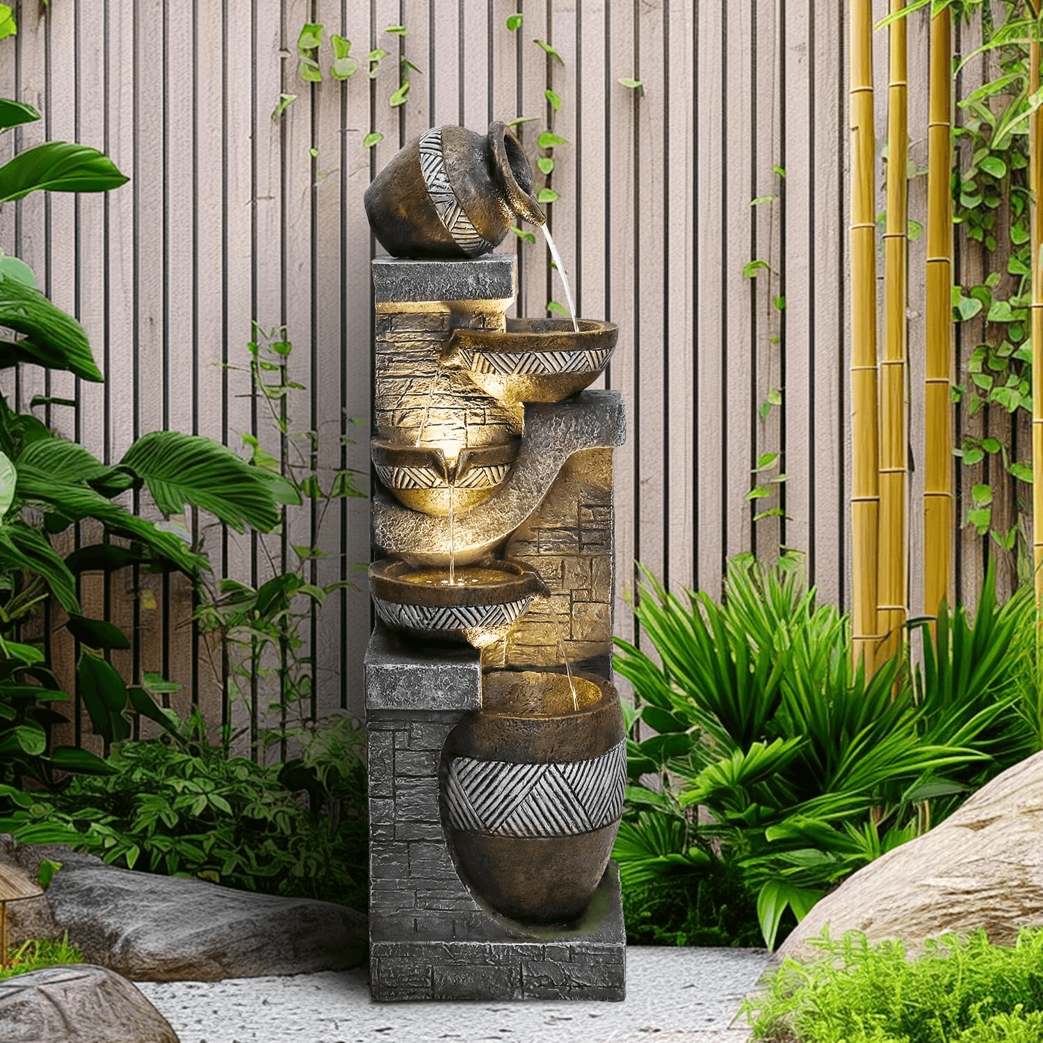Faux Clay Urn 5-Tier Fountain