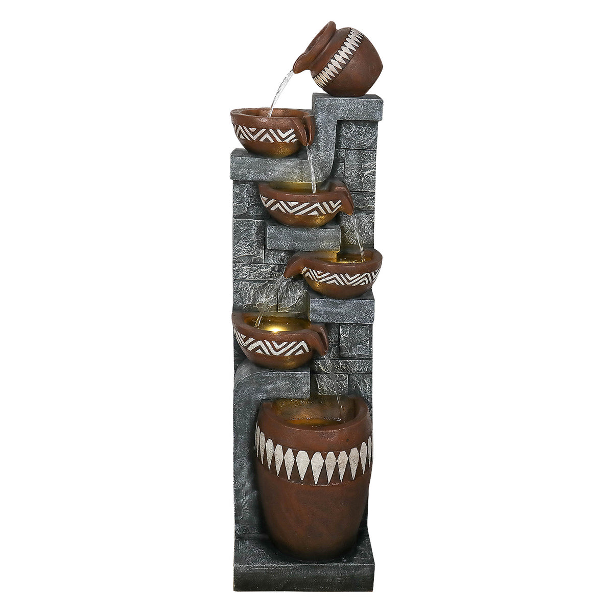 Resin Bohemian 6 Tier Tall Outdoor Water Fountain material texture detail