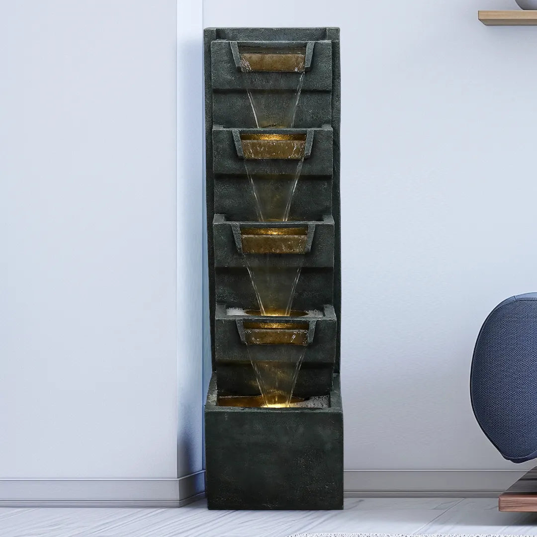 Resin Geometric Tall Outdoor Wall Fountain 79 Inch LED product view