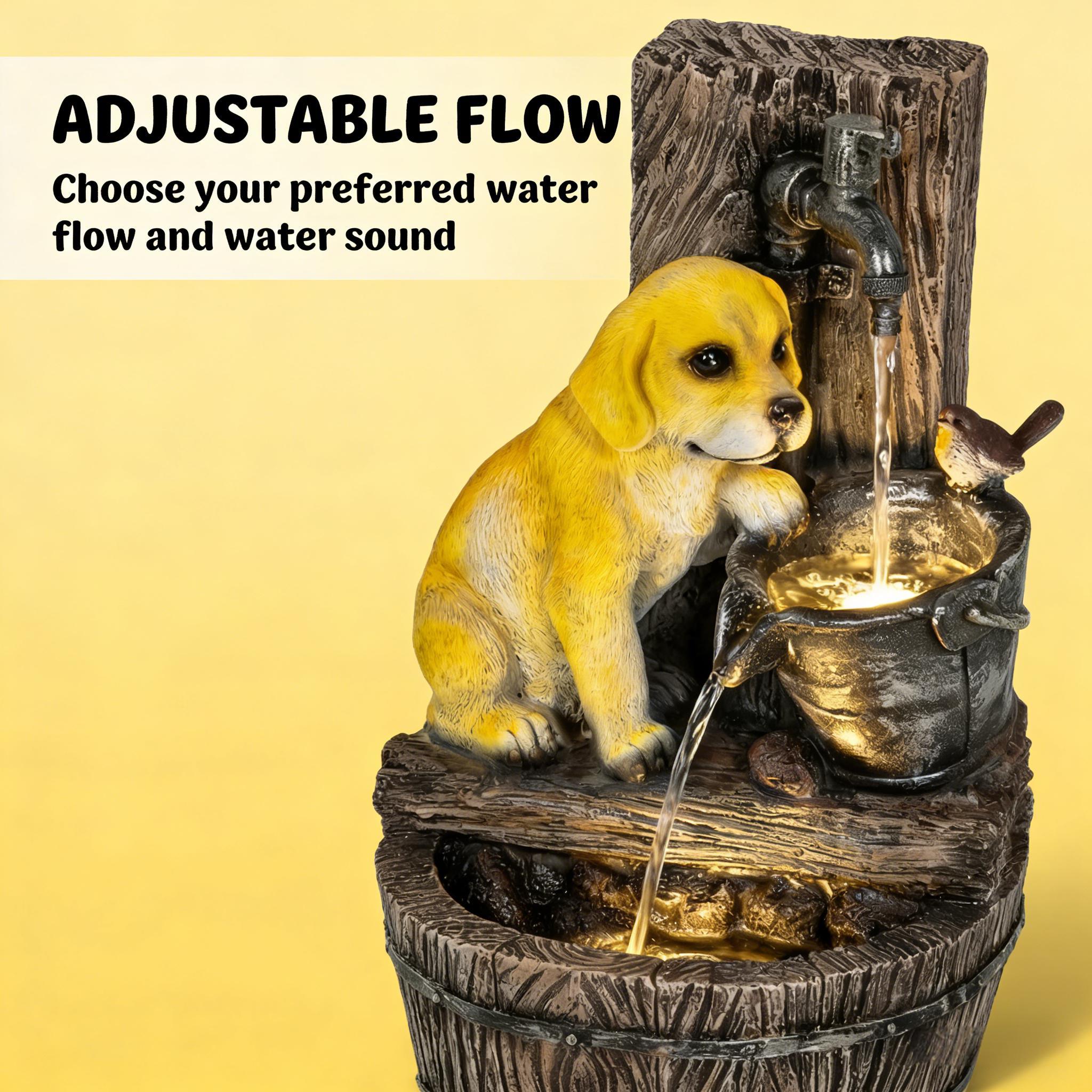 Resin Puppy Garden Outdoor Water Fountain 22 Inch material texture detail
