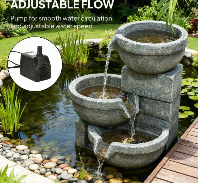 Resin Offset Bowl Cascading Outdoor Water Fountain material texture detail