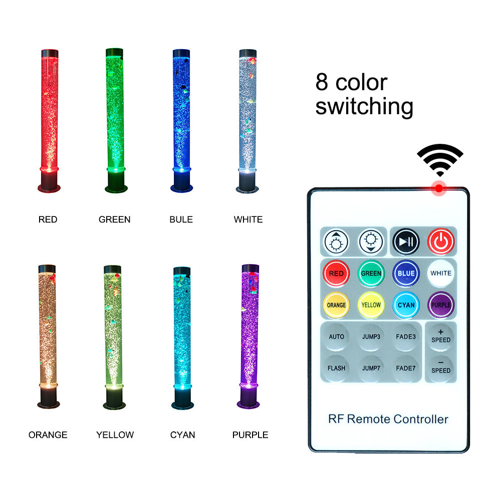 Acrylic Bubble Light with Simulated Fish and16 Color Changing Light Effects-41“H