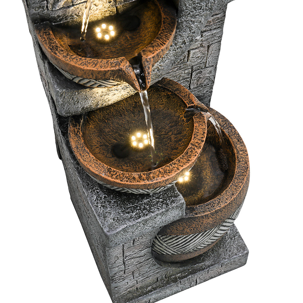 42.5"H-5 Tiered Clay Pot Outdoor Water Fountain with LED Light