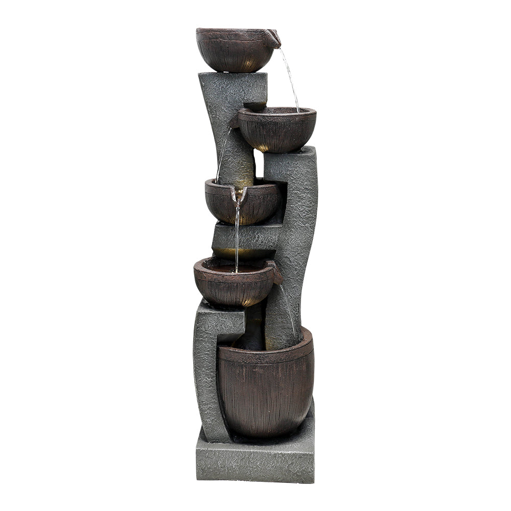 43.7"H-5-Tier Outdoor Water Fountain with LED Lights