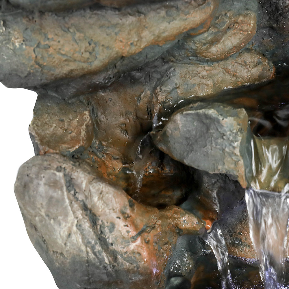 Resin Stacked Rock Indoor Tabletop Fountain with LED Lights-16"H
