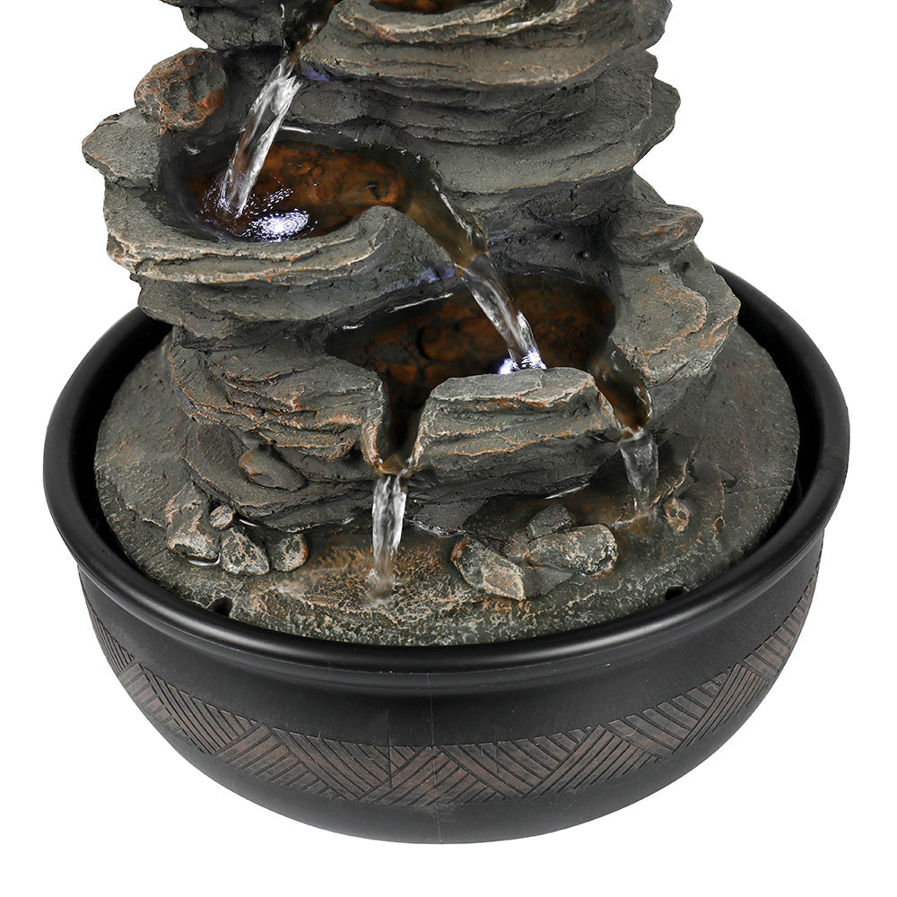 6-Tiered Resin Stacked Rock Indoor Tabletop Fountain-15.7"H