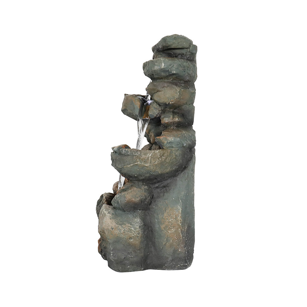 16-inch Resin Stacked Rock Indoor Fountain with LED Lights - Side