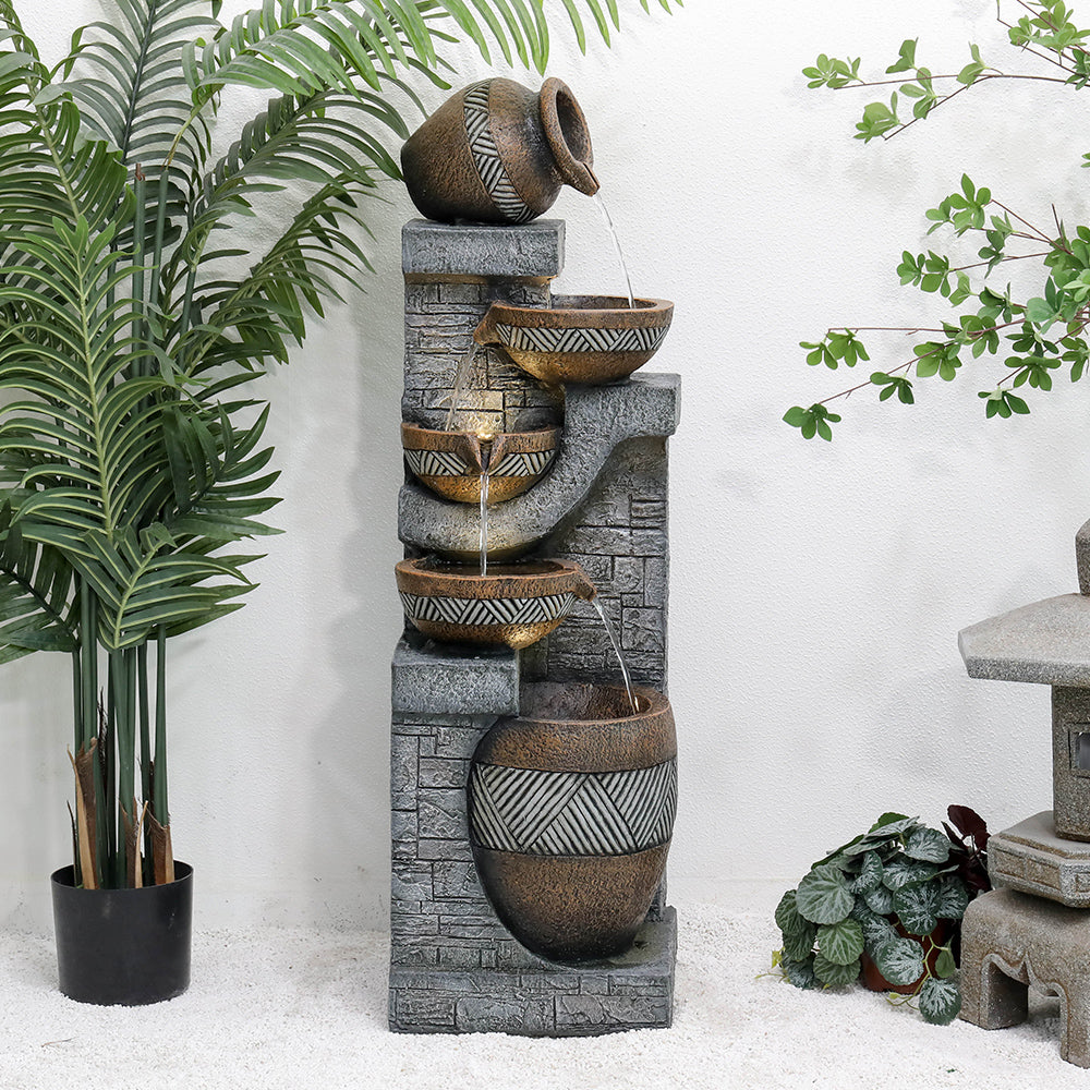 Faux Clay Urn 5-Tier Fountain