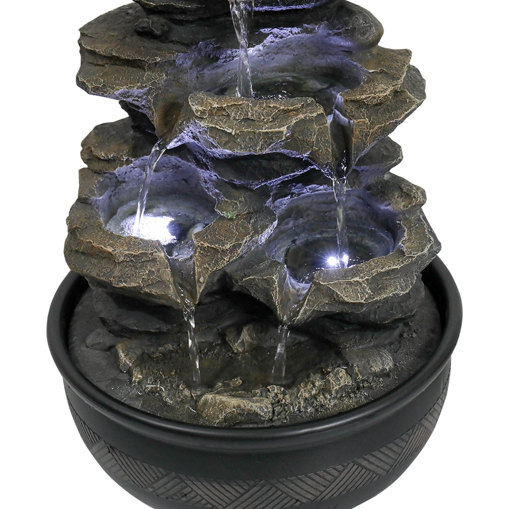 Resin Cascading Indoor Tabletop Fountain with LED Lights-15.7"H