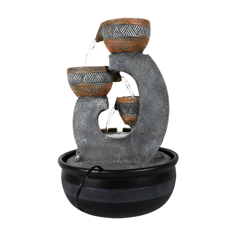 4-Tiered Resin Indoor Tabletop Fountain with LED Lights-15.7"H