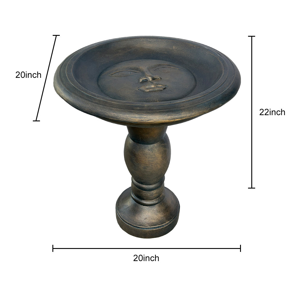 Fibre Reinforced Concrete Antique Birdbath with Bottom Stand for Outdoor Garden Decor
