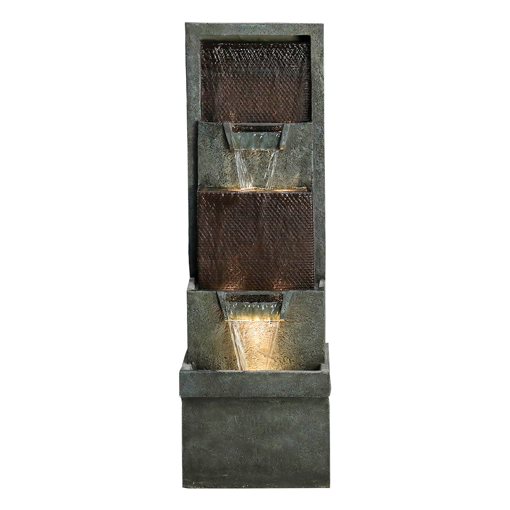 39.3"H-Modern Garden Outdoor Fountains with LED Lights