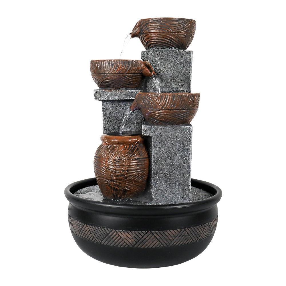 4-Tiered Indoor Tabletop Fountain with LED Light-15.7“H