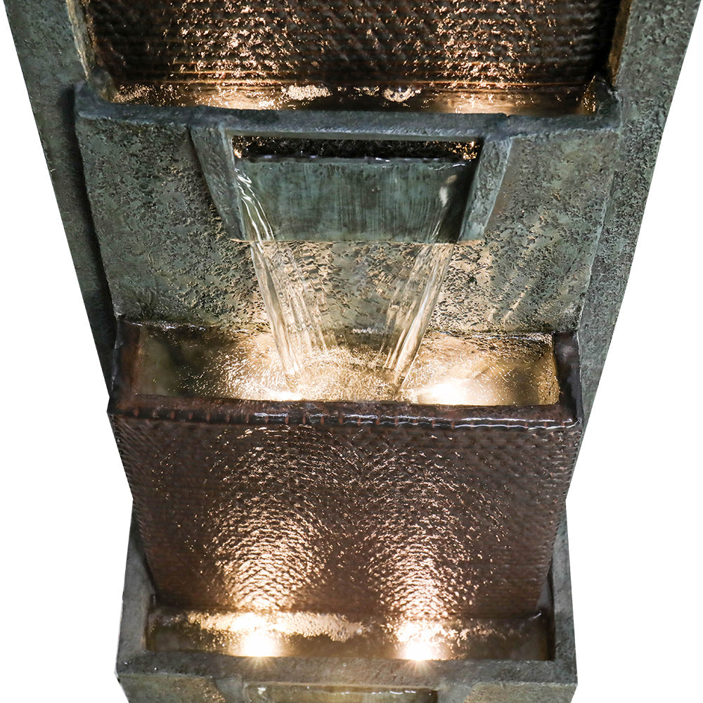 39.3"H-Modern Garden Outdoor Fountains with LED Lights