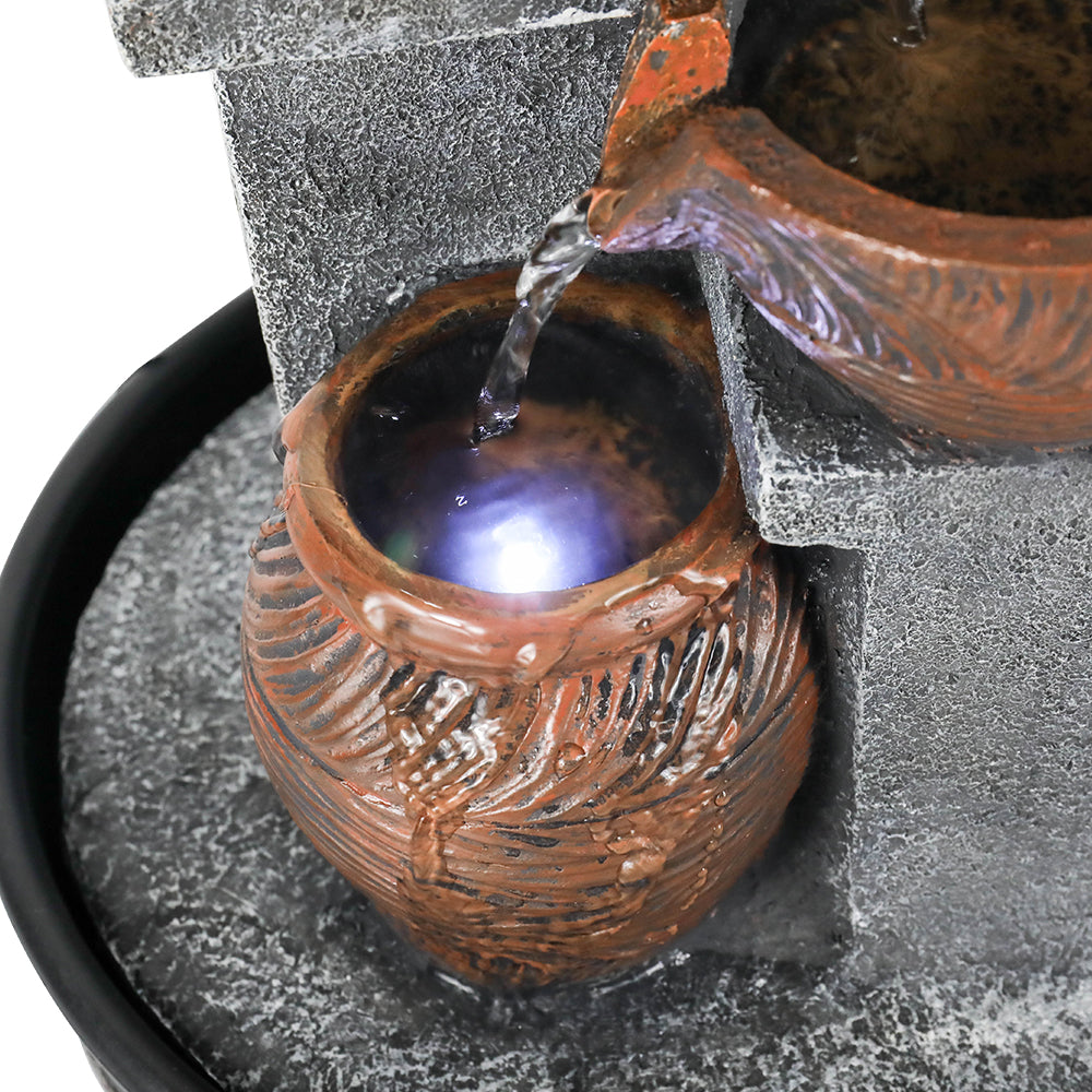 4-Tiered Indoor Tabletop Fountain with LED Light-15.7“H