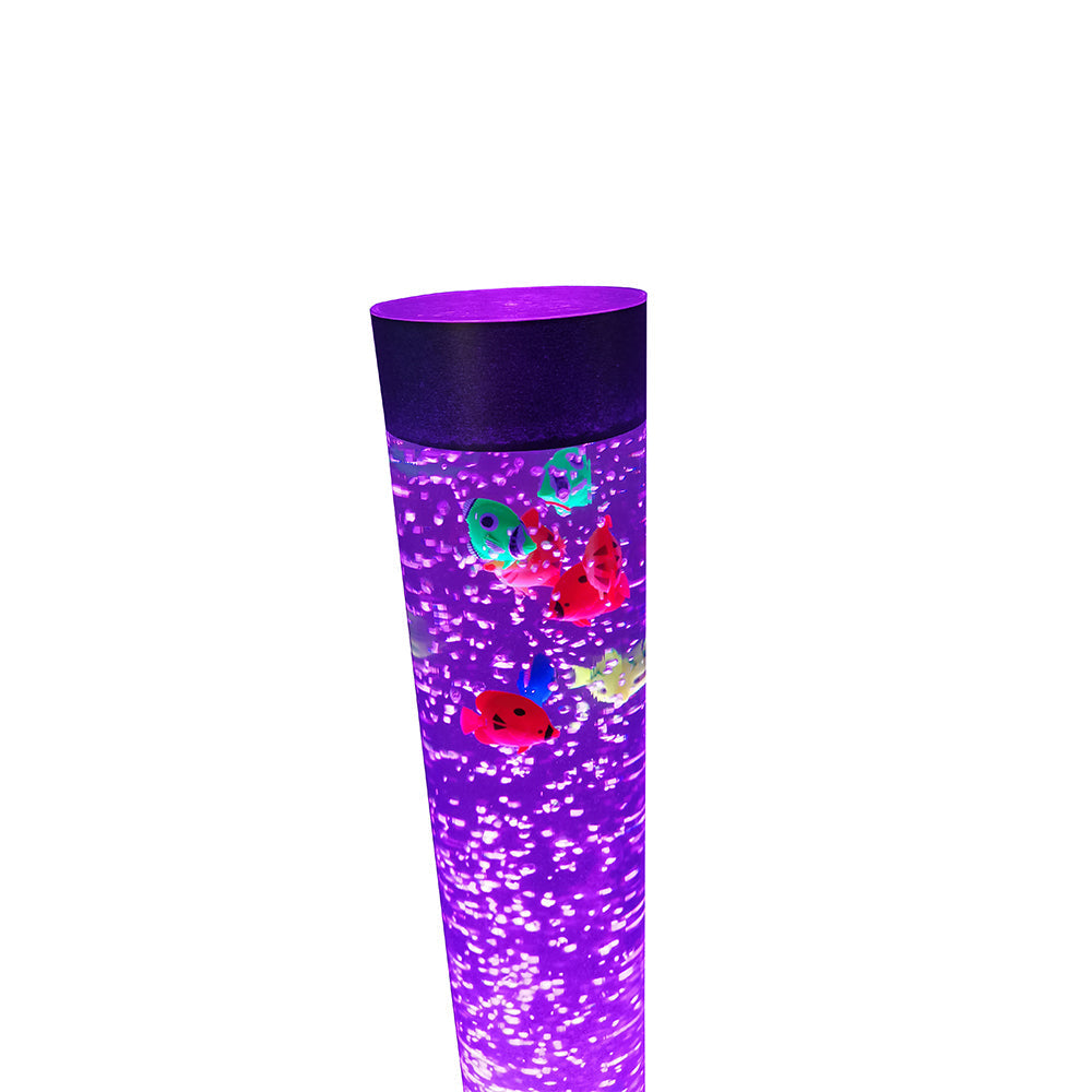 Acrylic Bubble Light with Simulated Fish and16 Color Changing Light Effects-41“H