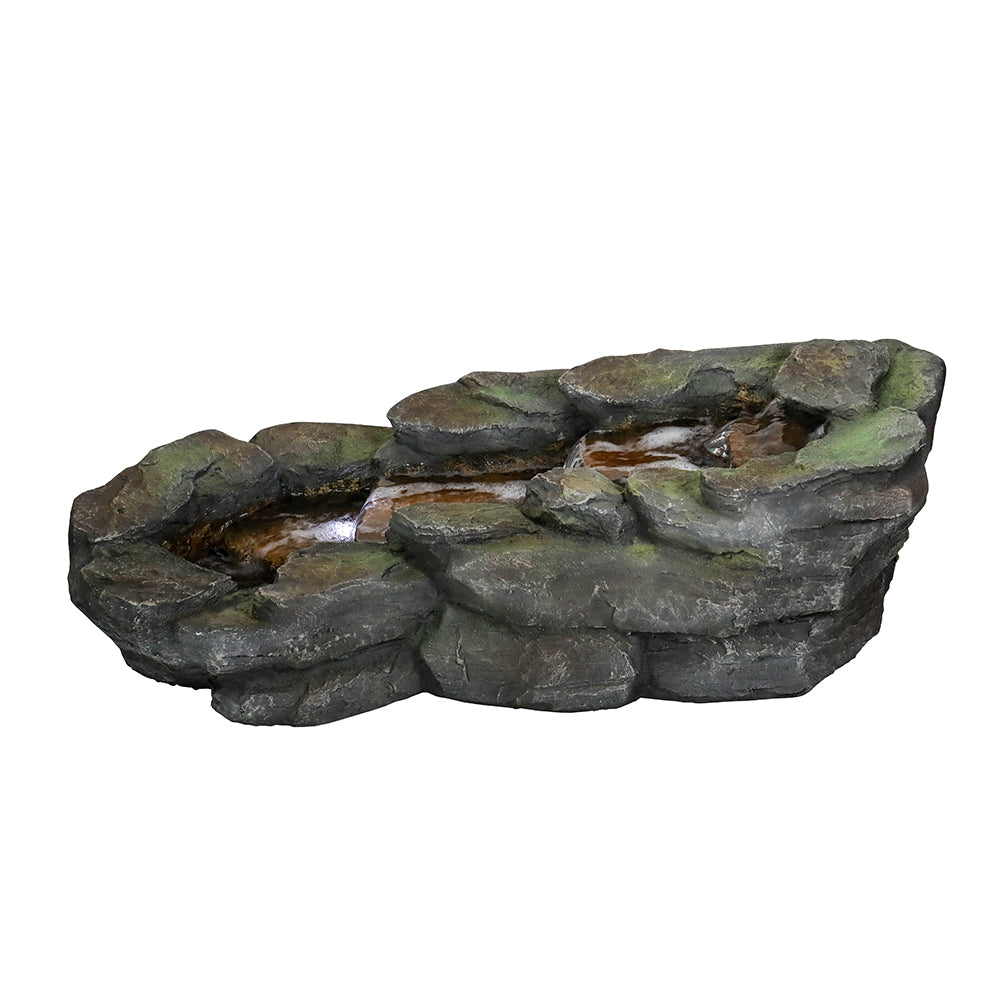 Outdoor Tiered Simulated Stream Fountain- 4-Tier Cascading Design, Safe for Yard, Garden