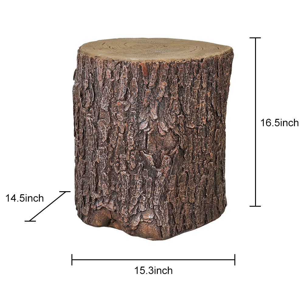 Outdoor Concrete Faux Oak Stump Statue - Functional Garden Decor and Table