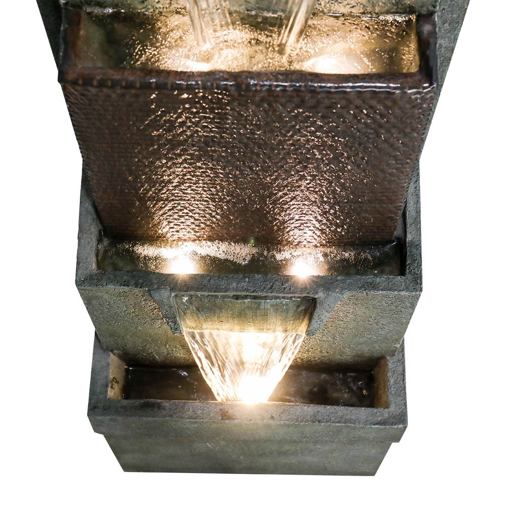 39.3"H-Modern Garden Outdoor Fountains with LED Lights