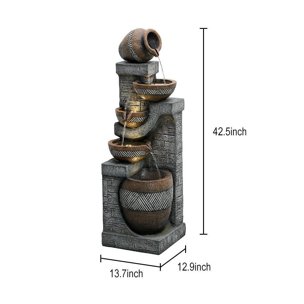 Faux Clay Urn 5-Tier Fountain