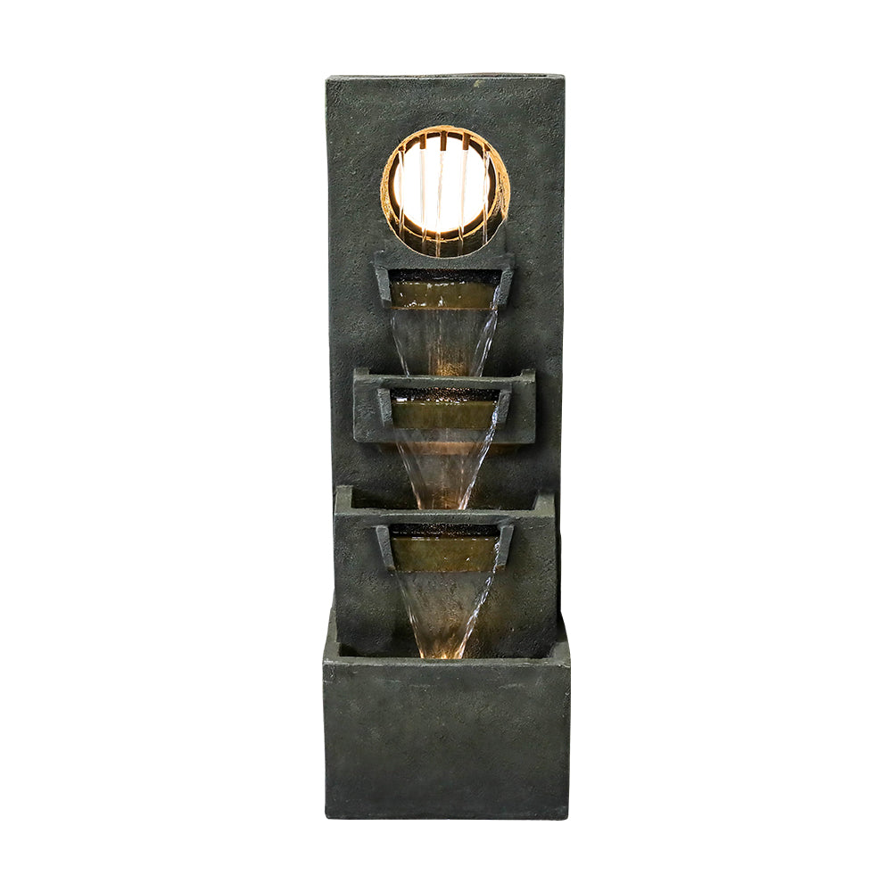 39.3"H-4-tier Designed Outdoor Fountain with LED Lights