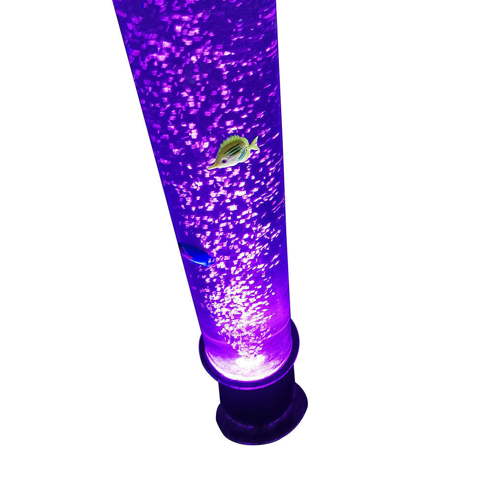 Acrylic Bubble Light with Simulated Fish and16 Color Changing Light Effects-41“H