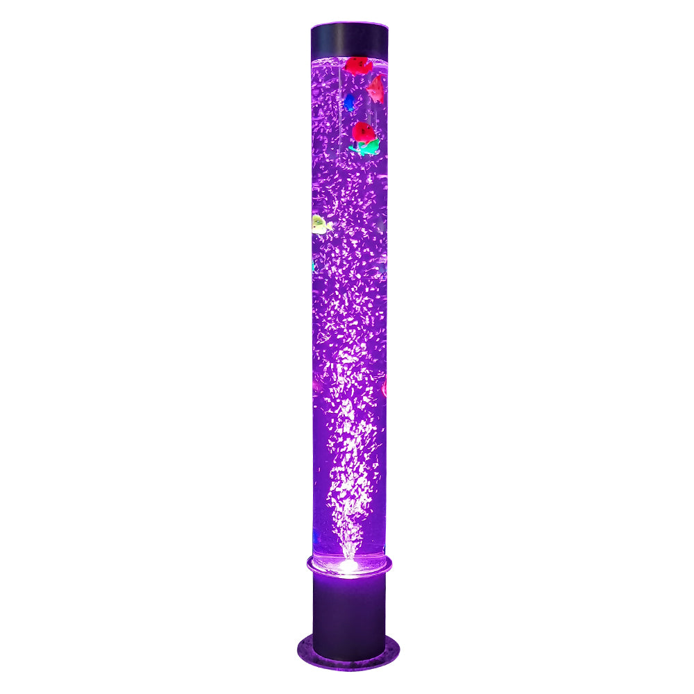 Acrylic Bubble Light with Simulated Fish and16 Color Changing Light Effects-41“H