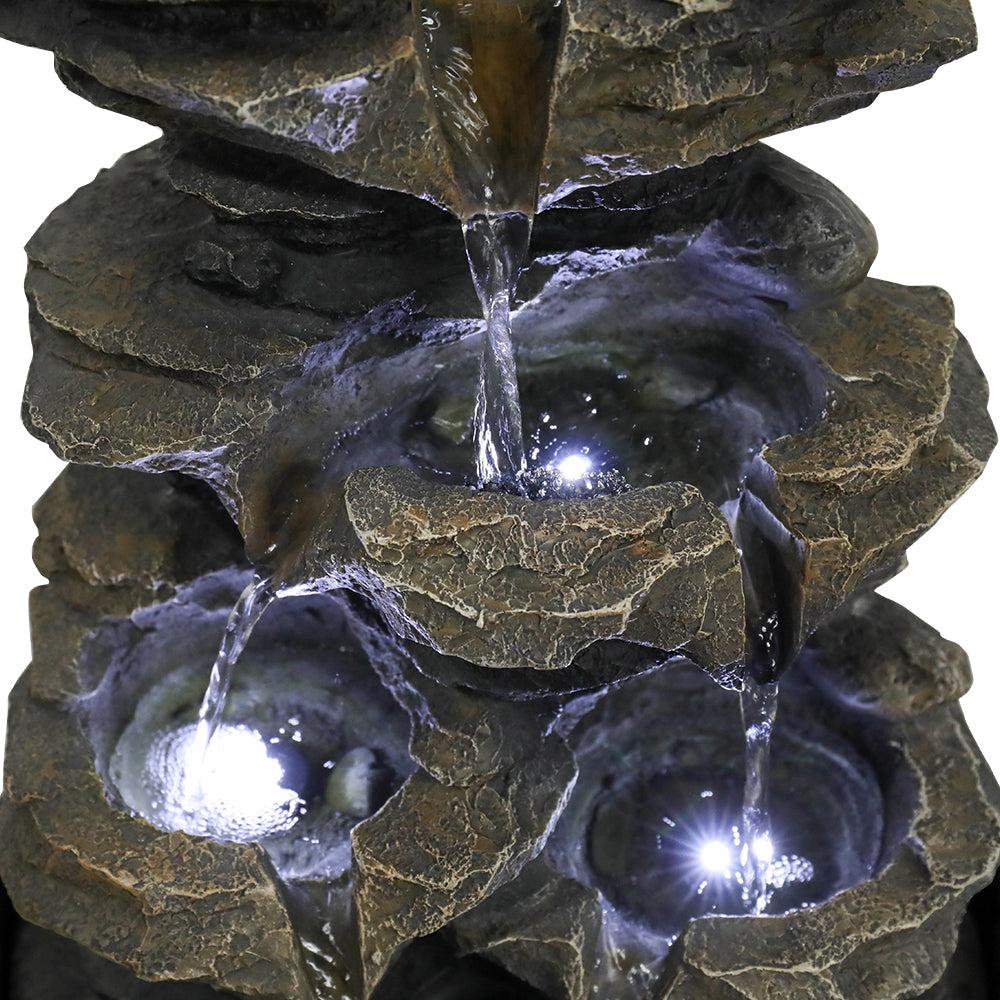 Resin Cascading Indoor Tabletop Fountain with LED Lights-15.7"H