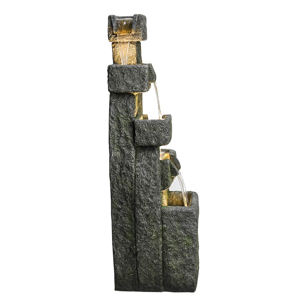 Resin Tiered Outdoor Fountain 5 Tier Modern on patio