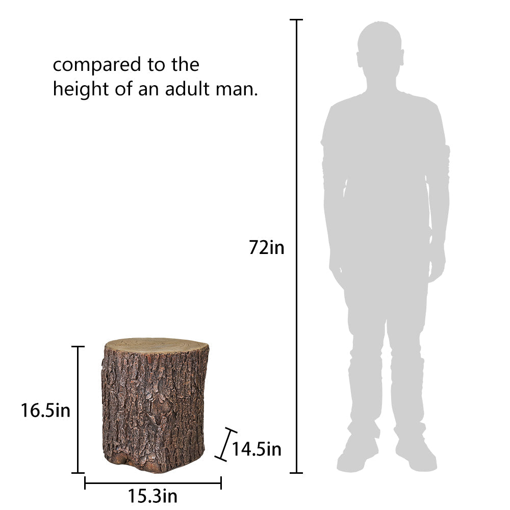 Outdoor Concrete Faux Oak Stump Statue - Functional Garden Decor and Table