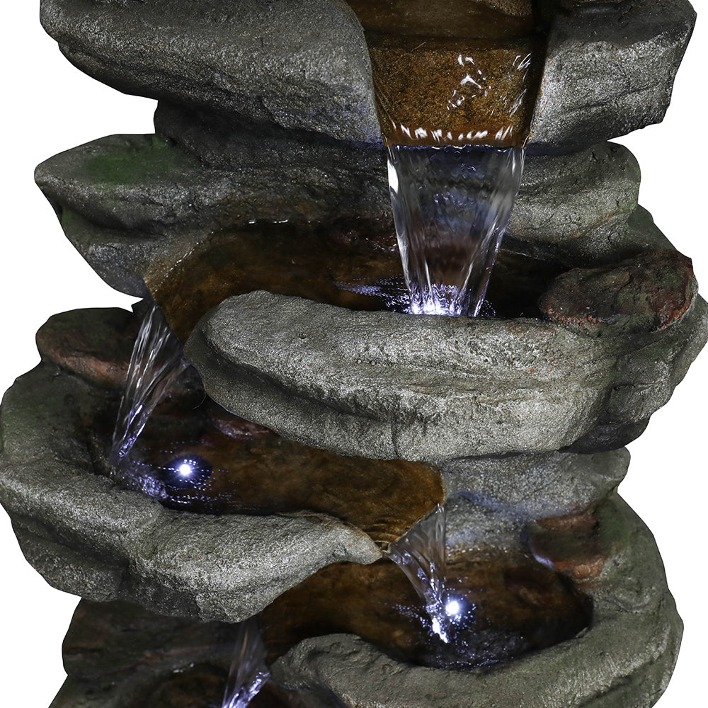 Close-up of Water Trickling Down 6 Tiers Creating Relaxation Ambiance 2