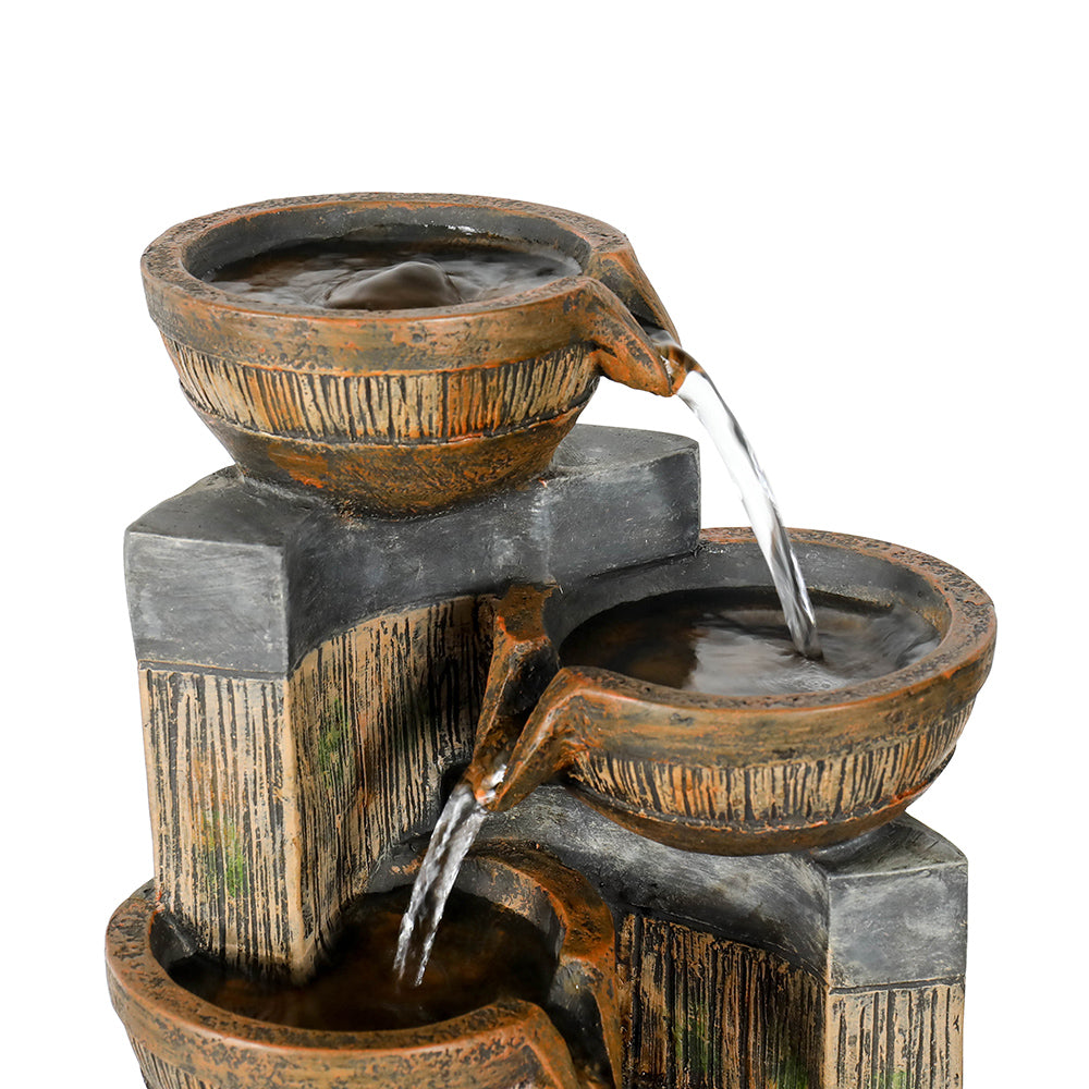 Resin Terracotta 5 Tier Tabletop Fountain 15 Inch close up of water flow