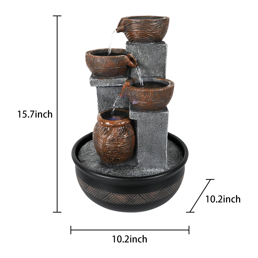 Dimensions Diagram 15.7 H x 10.2 L x 10.2 W Inch Tabletop Fountain