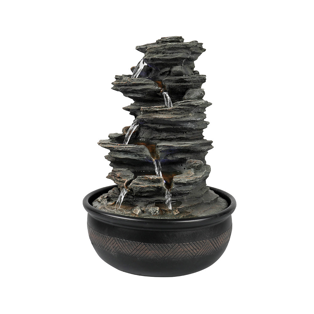 Resin 6 Tier Slate Tabletop Water Fountain 15 Inch