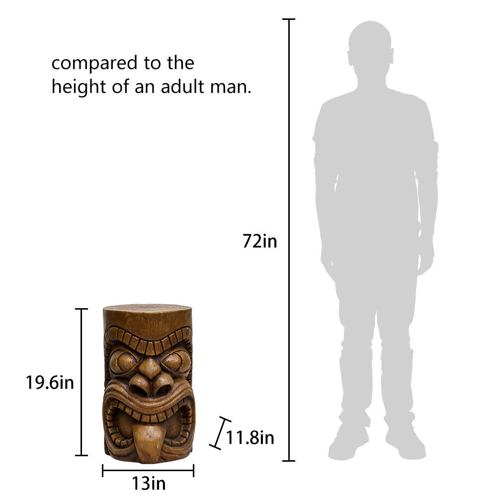 Size Comparison of 19.6 Inch Tiki End Table Relative to Chair or Adult Knee Height