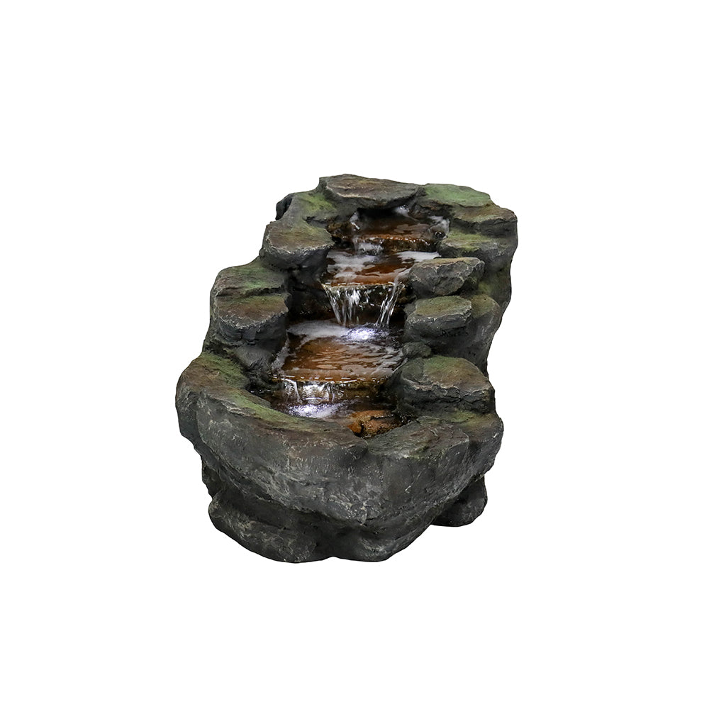 Outdoor Tiered Simulated Stream Fountain- 4-Tier Cascading Design, Safe for Yard, Garden
