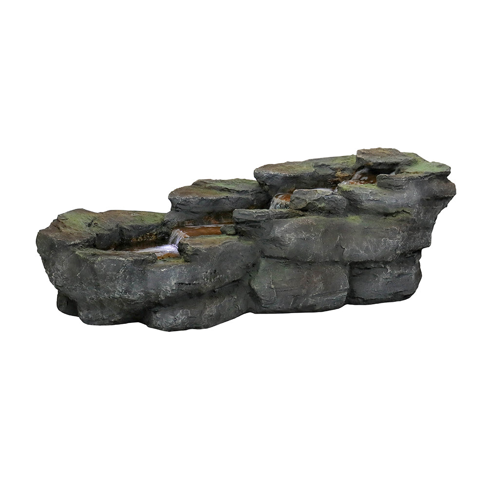 Outdoor Tiered Simulated Stream Fountain- 4-Tier Cascading Design, Safe for Yard, Garden