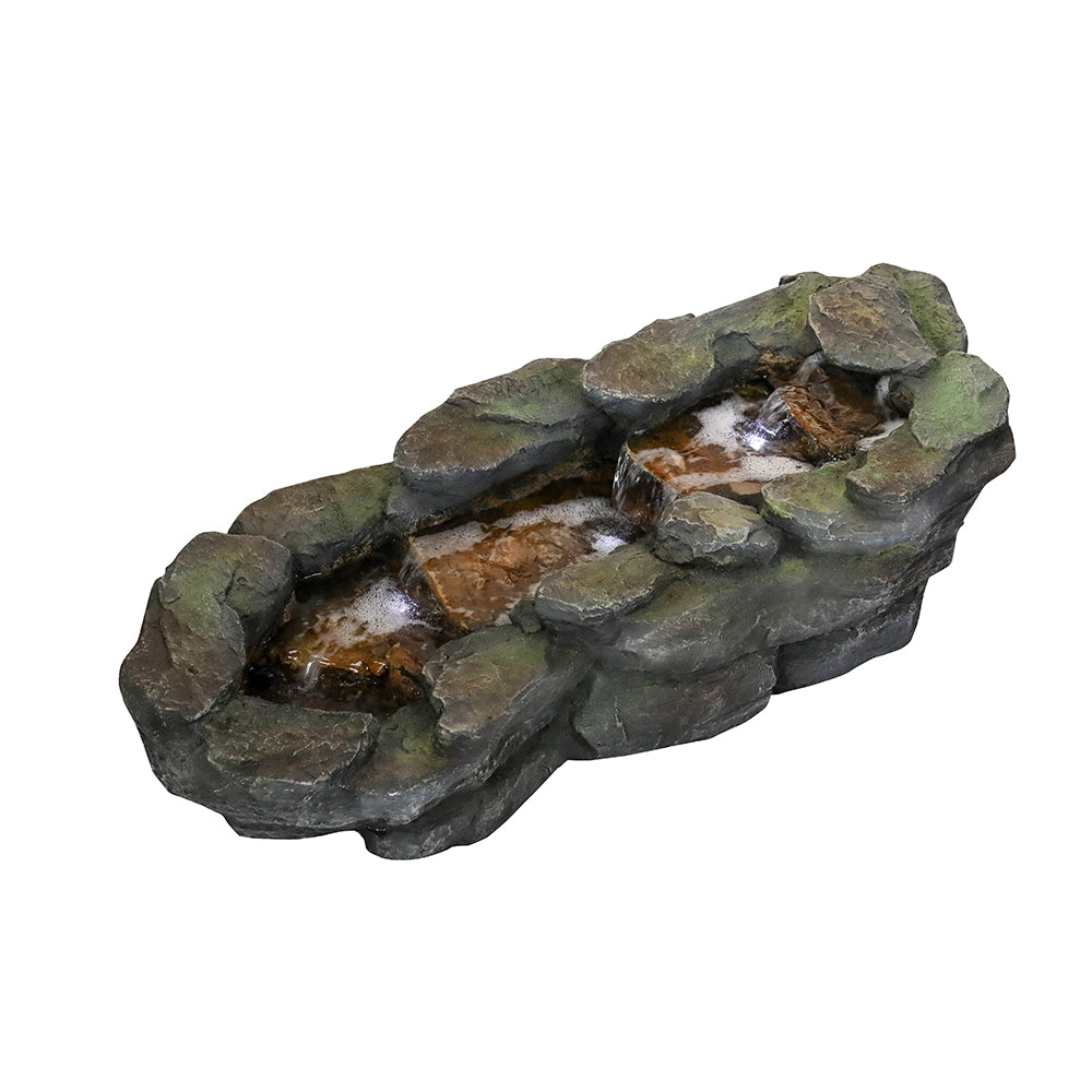 Outdoor Tiered Simulated Stream Fountain- 4-Tier Cascading Design, Safe for Yard, Garden