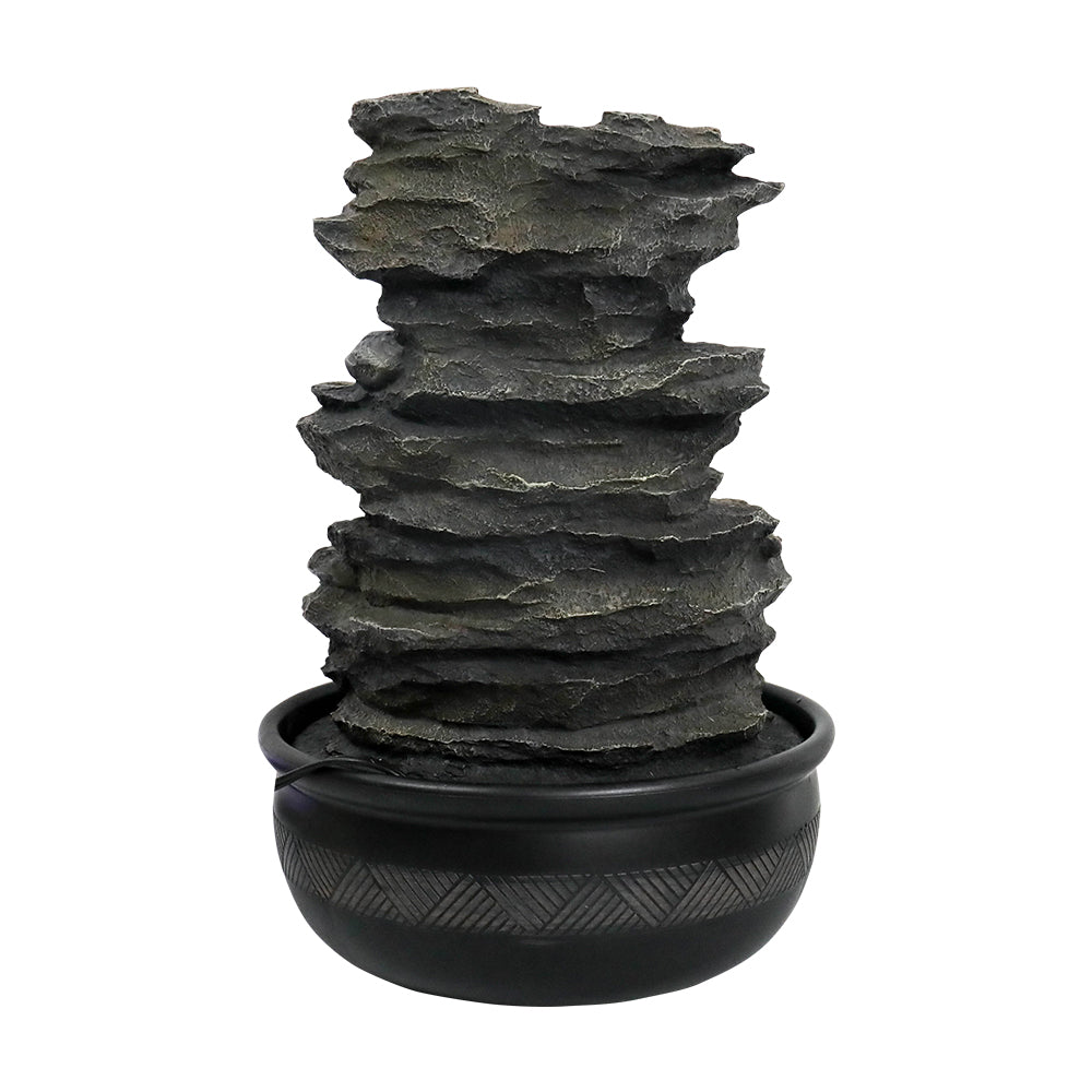 Resin Cascading Indoor Tabletop Fountain with LED Lights-15.7"H