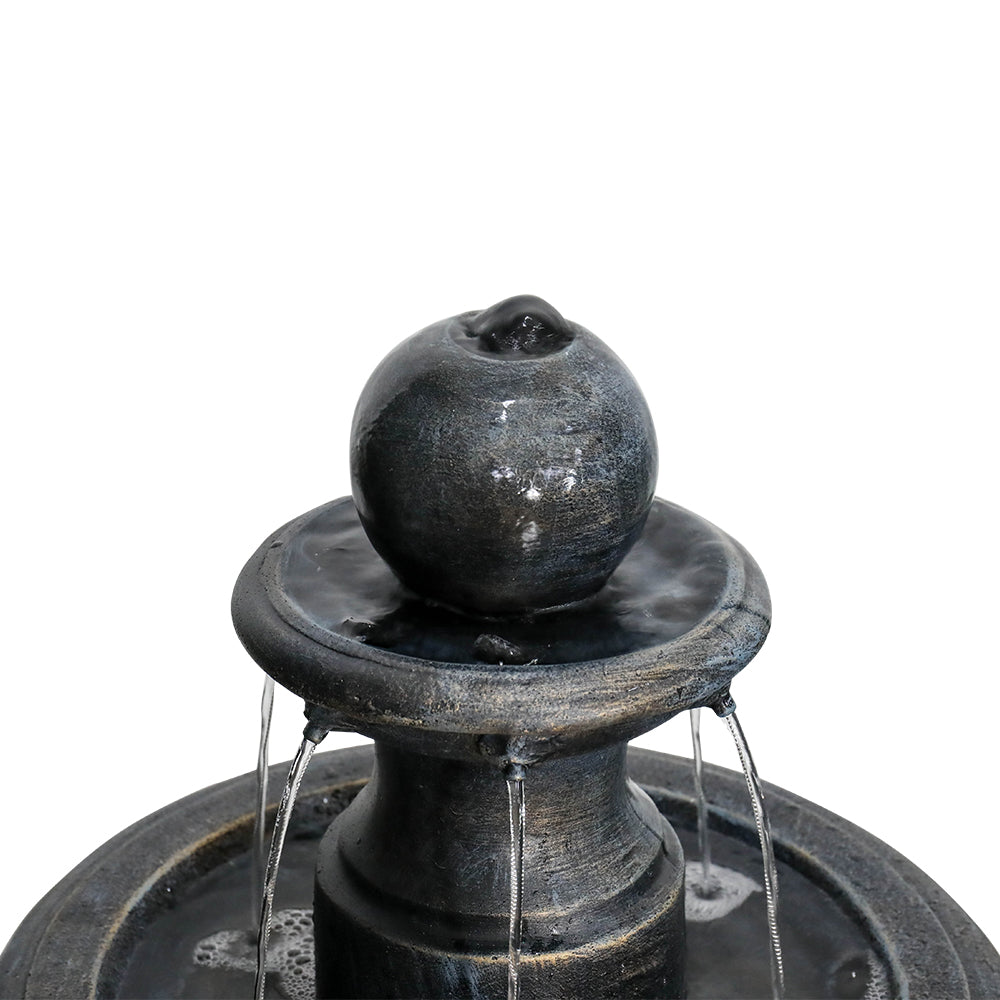 3-Tiered Outdoor Antique Black Garden Fountain-45.2"H