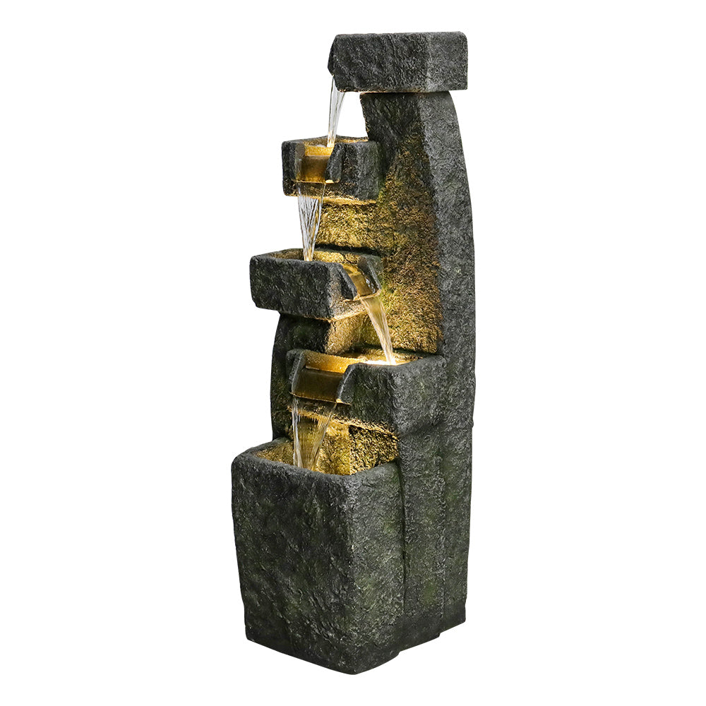Resin Tiered Outdoor Fountain 5 Tier Modern close up of water flow